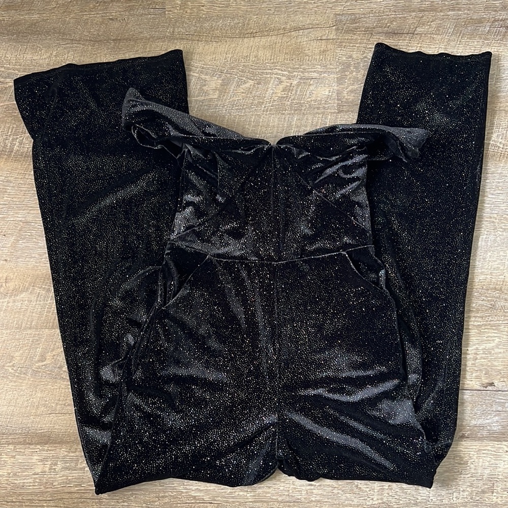 NWT Revolve Lover’s + Friends Black Sparkley Velvet Jumper Size Small